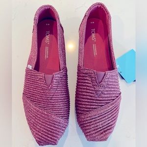 TOMS dark pink glitter alpargatas